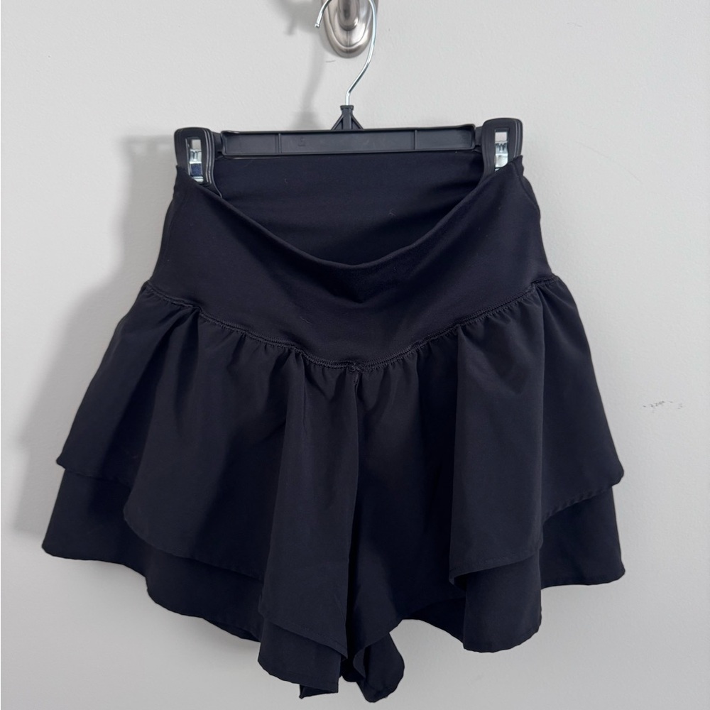 Aerie Black Layered Skirt Shorts